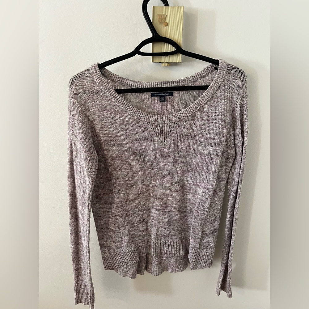 Pink and grey sweater with some silver thread - Picture 1 of 6